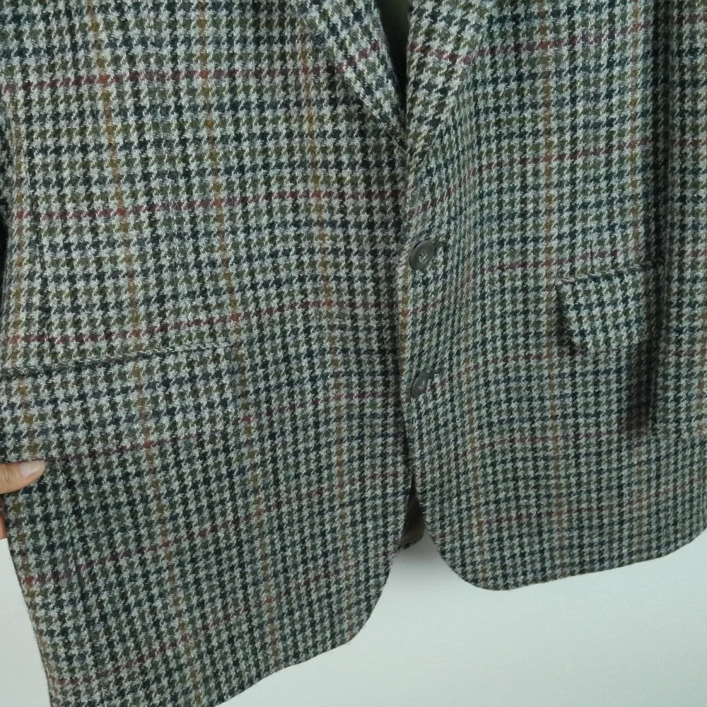 Nordstrom Harris Tweed Mens 44L Wool Blazer Houndstooth Sport Coat Academia